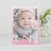 モダンでおしゃれな花の写真 1歳の誕生日 : さくら 招待状 (スタンド正面)