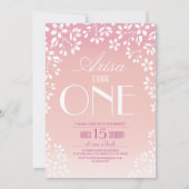 モダンでおしゃれな花の写真 1歳の誕生日 : さくら 招待状 (裏面)