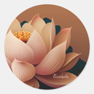 モダンでおしゃれな蓮の花 ラウンドシール