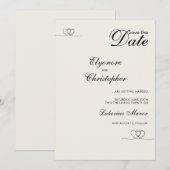 モダンでおしゃれな象牙色の結婚式の事前告知 招待状 (正面/裏面)