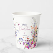 モダンでおしゃれな野生の花のスクリプト ブライダル シャワー 紙コップ (裏面)