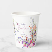モダンでおしゃれな野生の花のスクリプト ブライダル シャワー 紙コップ (正面)
