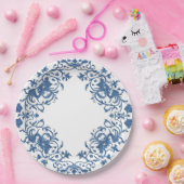 モダンでおしゃれな青と白の磁器のシノワズリー ペーパープレート (パーティー)