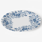 モダンでおしゃれな青と白の磁器のシノワズリー ペーパープレート (アングル)