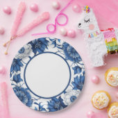 モダンでおしゃれな青と白の磁器 ペーパープレート (パーティー)