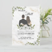 モダンでおしゃれな黒と白のヴィンテージスタイル 招待状 (スタンド正面)