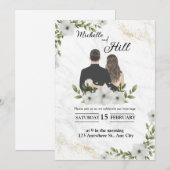 モダンでおしゃれな黒と白のヴィンテージスタイル 招待状 (正面/裏面)