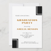 モダンでおしゃれな黒と白の卒業写真 卒業式 招待状 (裏面)