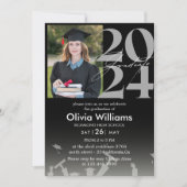 モダンでおしゃれな黒の写真 卒業発表 招待状 (正面)