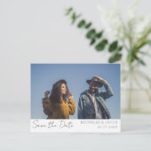 モダンでおしゃれな2枚の写真を使った結婚式の事前案内状 案内ポストカード (スタンド正面)