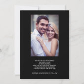 モダンでおしゃれな2枚の写真付きブラック 結婚指輪 セーブザデート (裏面)
