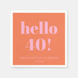 モダンでおしゃれな40歳の誕生日パーティー オレンジ ピンク スタンダードカクテルナプキン