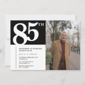 モダンでおしゃれな85歳の誕生日招待状 写真入り 招待状 (正面)