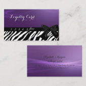 モダンでおしゃれな、リボン付き、ゼブラ柄のロイヤリティカード ロイヤリティカード (正面/裏面)