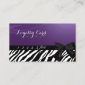 モダンでおしゃれな、リボン付き、ゼブラ柄のロイヤリティカード ロイヤリティカード (正面)