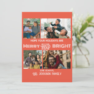 モダンでおしゃれな merry & bright ファミリーフォト シーズンカード