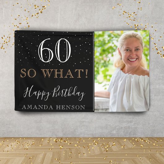 モダンでおもしろい60歳だから何だという60歳の誕生日写真 横断幕