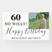 モダンでおもしろい60歳 何だって? 60歳の誕生日パーティーの写真 横断幕 (横)