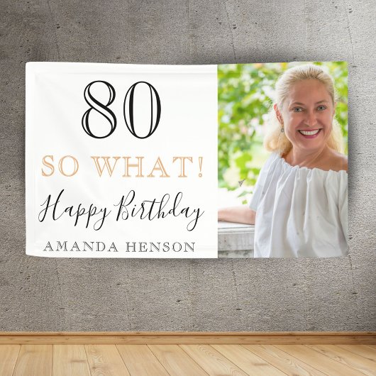 モダンでおもしろい80歳の誕生日フォト 横断幕