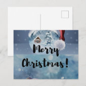 モダンでおもしろ可愛いクリスマスのトナカイ シーズンポストカード (正面/裏面)