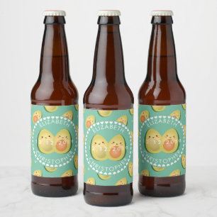 モダンでお洒落でおもしろいなアボカドのかわいい結婚披露宴 ビールラベル