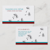 モダンでお洒落で赤いティール（緑がかった色）の黒のタンポポ 名刺 (正面/裏面)