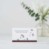 モダンでお洒落で赤いティール（緑がかった色）の黒のタンポポ 名刺 (スタンド正面)