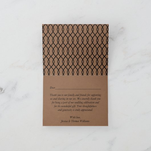 モダンでお洒落なクラフトの結婚式のコレクション サンキューカード (内部)