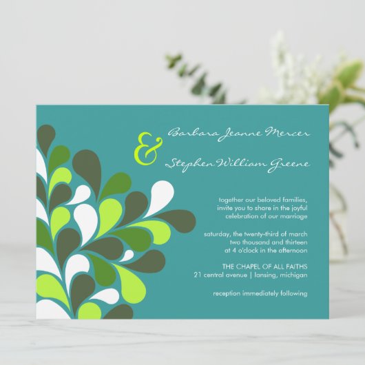 モダンでお洒落な木の結婚式招待状 招待状 (スタンド正面)