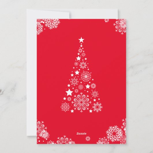 モダンでお祭り気分満載の真っ赤なクリスマススタイルの家族写真 シーズンカード (裏面)