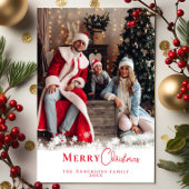 モダンでお祭り気分満載の真っ赤なクリスマススタイルの家族写真 シーズンカード