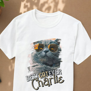モダンでお茶目なクールグランジのカスタムペット猫写真 Tシャツ