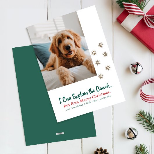 モダンでお茶目な犬の写真が入ったクリスマスグッズ シーズンカード