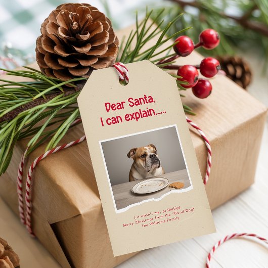 モダンでお茶目な犬の写真を使ったクリスマスギフトタグ ギフトタグ