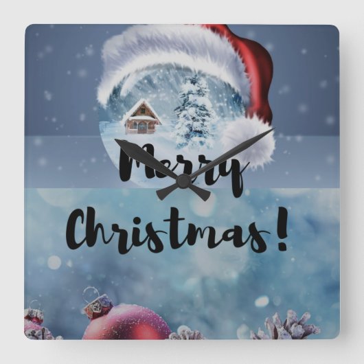モダンでかわいいクリスマスのトナカイ スクエア壁時計 (正面)