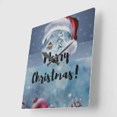 モダンでかわいいクリスマスのトナカイ スクエア壁時計 (傾斜)