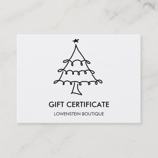 モダンでかわいいクリスマスツリーのギフト券 割引カード (正面)