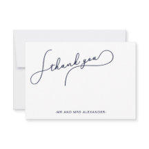 モダンでかわいいスクリプトブルーとフェイクゴールドのサンキュー