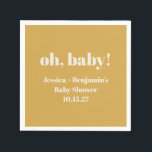 モダンでかわいいダスティイエロー ベビーシャワー オーダーメイド名 スタンダードカクテルナプキン<br><div class="desc">モダンでかわいいダスティイエロー ベビーシャワー オーダーメイド名 ナプキン</div>