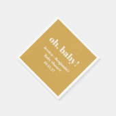 モダンでかわいいダスティイエロー ベビーシャワー オーダーメイド名 スタンダードカクテルナプキン (角)