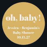 モダンでかわいいダスティイエロー ベビーシャワー オーダーメイド名 ラウンドシール<br><div class="desc">モダンでかわいいダスティイエロー ベビーシャワー オーダーメイド名 クラシック ラウンド ステッカー</div>