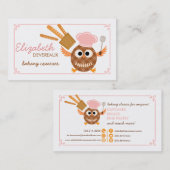 モダンでかわいいフクロウのベーカリーのベーキングのコース 名刺 (正面/裏面)