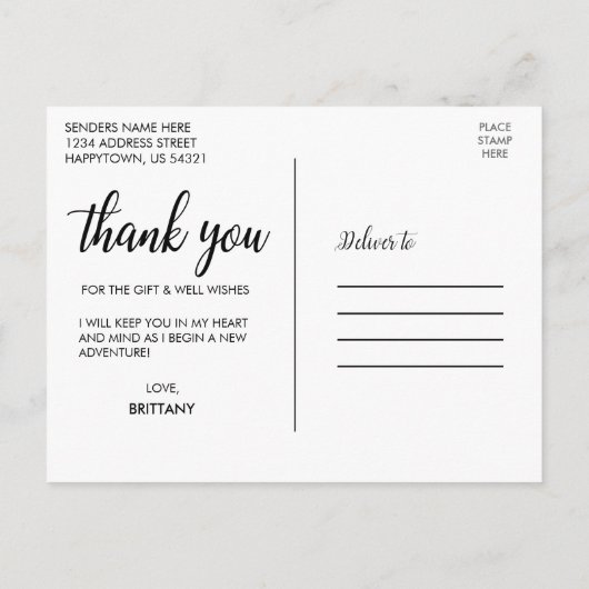 モダンでかわいい卒業おめでとう写真 ポストカード (裏面)