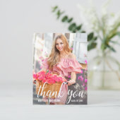 モダンでかわいい卒業おめでとう写真 ポストカード (スタンド正面)