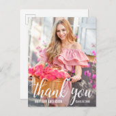 モダンでかわいい卒業お礼状（裏面白） ポストカード (正面/裏面)