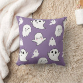 モダンでかわいい幽霊のハロウィンパープル クッション (ブランケット)