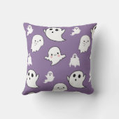 モダンでかわいい幽霊のハロウィンパープル クッション (裏面)