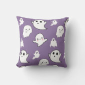 モダンでかわいい幽霊のハロウィンパープル クッション (正面)