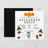 モダンでかわいい楽しい家族のハロウィンパーティー招待状 招待状 (正面/裏面)