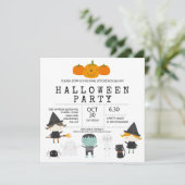 モダンでかわいい楽しい家族のハロウィンパーティー招待状 招待状 (スタンド正面)